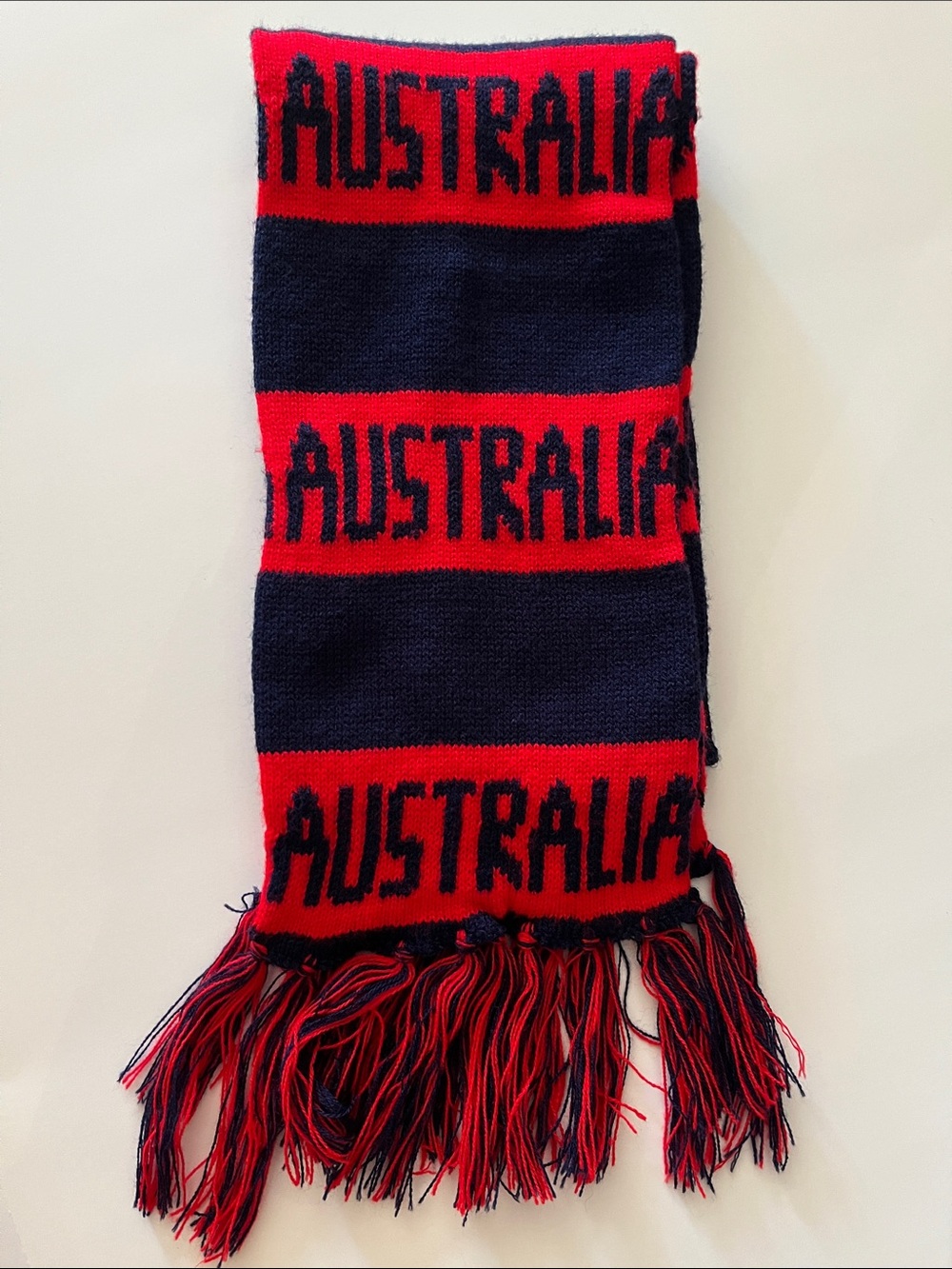 Red and Blue Australia Scarf with Tassels